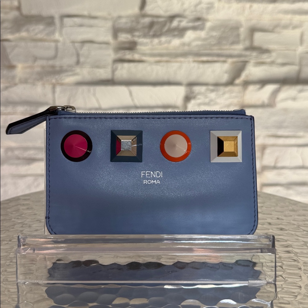 Authentic Fendi Multi Studs Leather Coin Case Key Case